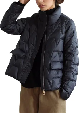 2023 Women's Lightweight Down Coat Long Sleeve Zip Packable Short Puffer Jackets Trendy Casual Windproof Winter Outerwear
