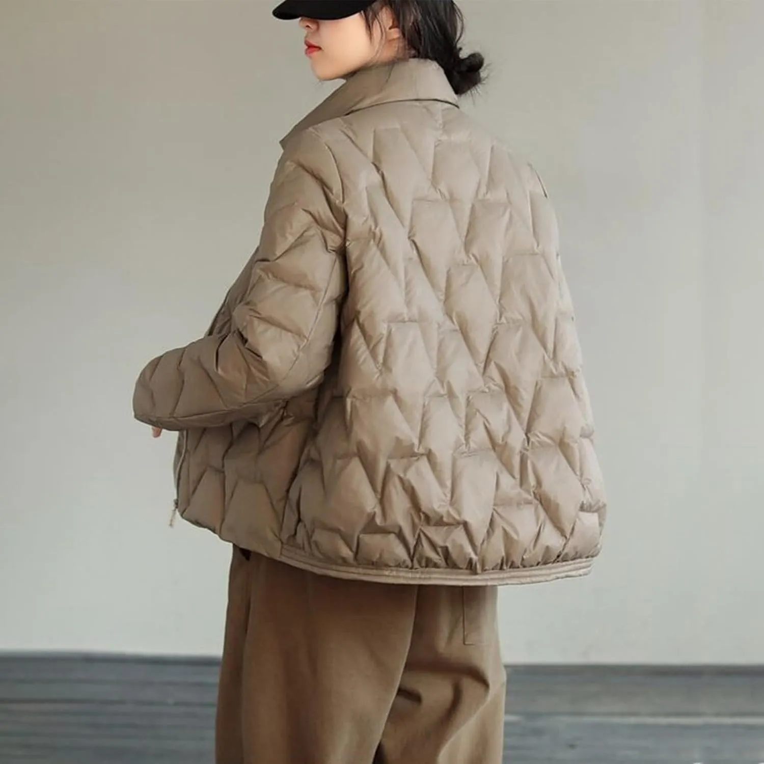 2023 Women's Lightweight Down Coat Long Sleeve Zip Packable Short Puffer Jackets Trendy Casual Windproof Winter Outerwear