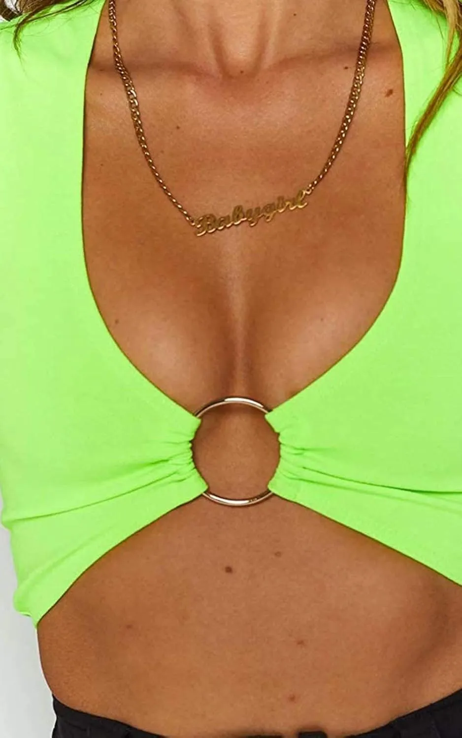 BEJONS Women Sexy Y2k Corset Like Crop Top Deep V Neck Bra Night Going Out Festival Rave Top