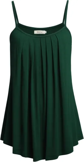 BEPEI Women Loose Casual Summer Pleated Flowy Sleeveless Camisole Tank Tops