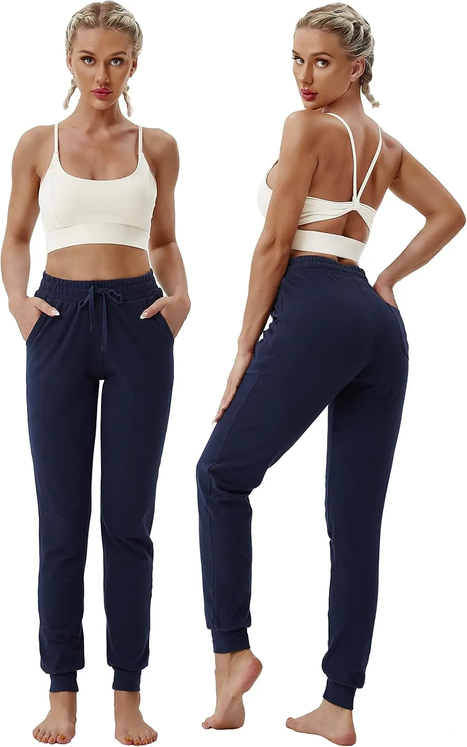 BUBBLELIME 19"/28" Women's High Waist Jogger Pants with Pockets Active Yoga Tapered Sweatpants Lounge Pants Capri