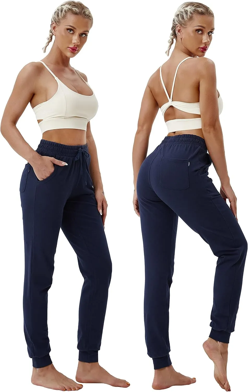 BUBBLELIME 19"/28" Women's High Waist Jogger Pants with Pockets Active Yoga Tapered Sweatpants Lounge Pants Capri