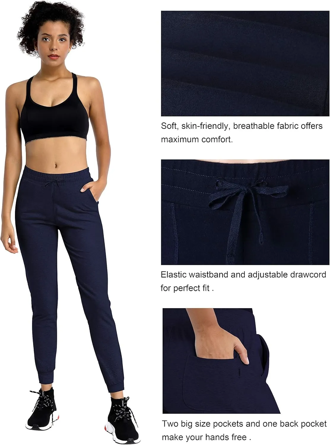 BUBBLELIME 19"/28" Women's High Waist Jogger Pants with Pockets Active Yoga Tapered Sweatpants Lounge Pants Capri