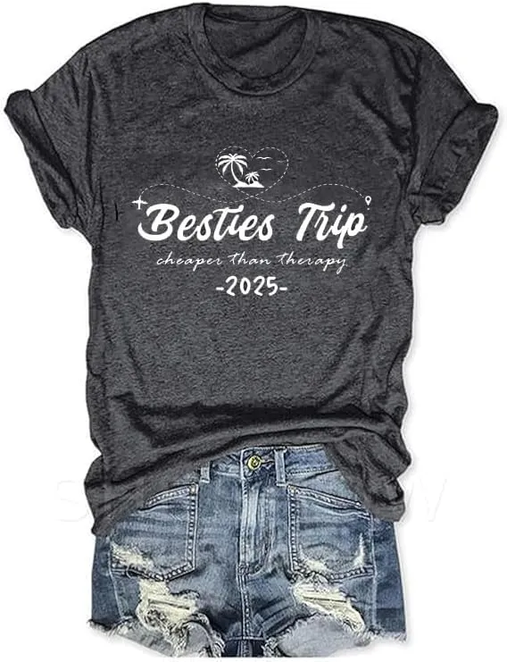 Girls Trip Shirts for Women Tshirt Besties Travel Graphic Tee 2025 Novelty Summer Vacation Beach Hawaii Top