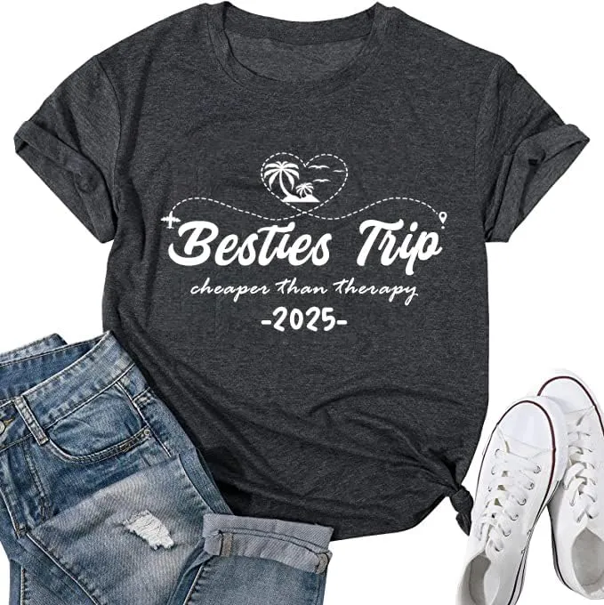 Girls Trip Shirts for Women Tshirt Besties Travel Graphic Tee 2025 Novelty Summer Vacation Beach Hawaii Top