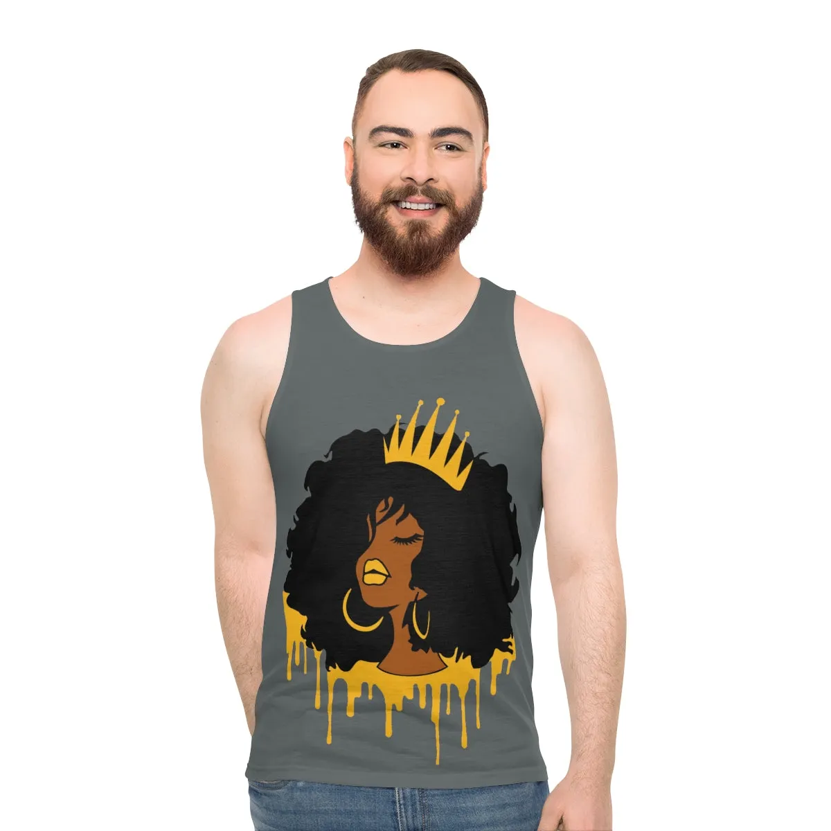 Golden Queen (Dark Grey) Unisex Tank Top (AOP)