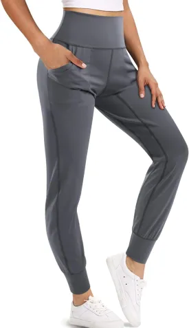 LEINIDINA Womens Jogger Pants High Waisted Sweatpants with Pockets Tapered Casual Lounge Pants Loose Track Cuff Leggings