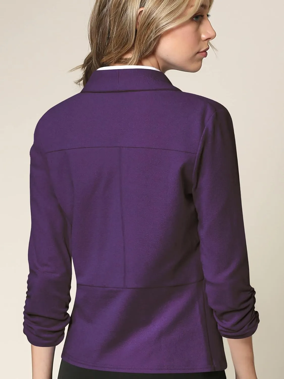 Lock and Love Women 3/4 Sleeve Blazer Open Front Cardigan Jacket Work Office Blazer