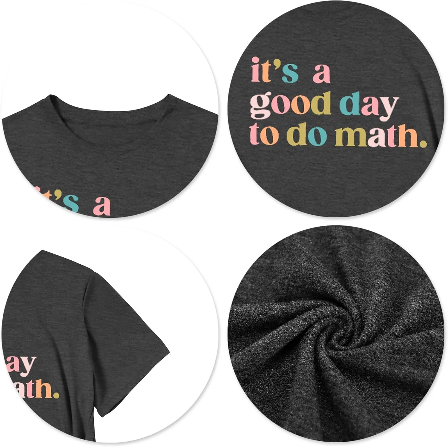 Math Teacher Shirt for Women: Funny Teacher Letter Print Tee Shirt Teacher Life Short Sleeve Tee Tops