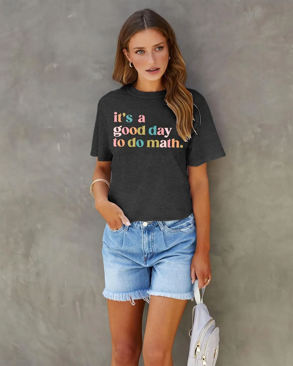 Math Teacher Shirt for Women: Funny Teacher Letter Print Tee Shirt Teacher Life Short Sleeve Tee Tops