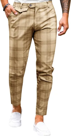 Mens Chinos Slim Fit Pants Flat Front Stretch Skinny Tapered Dress Pants Comfort Casual Solid Trousers