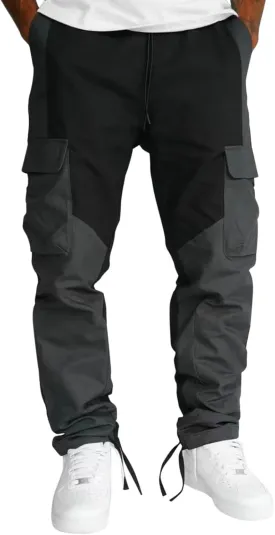 Mens Relaxed Fit Cargo Pants with Pockets Heavyweight Fleece Baggy Tapered Joggers Sweatpants Casual Athletic Trouser