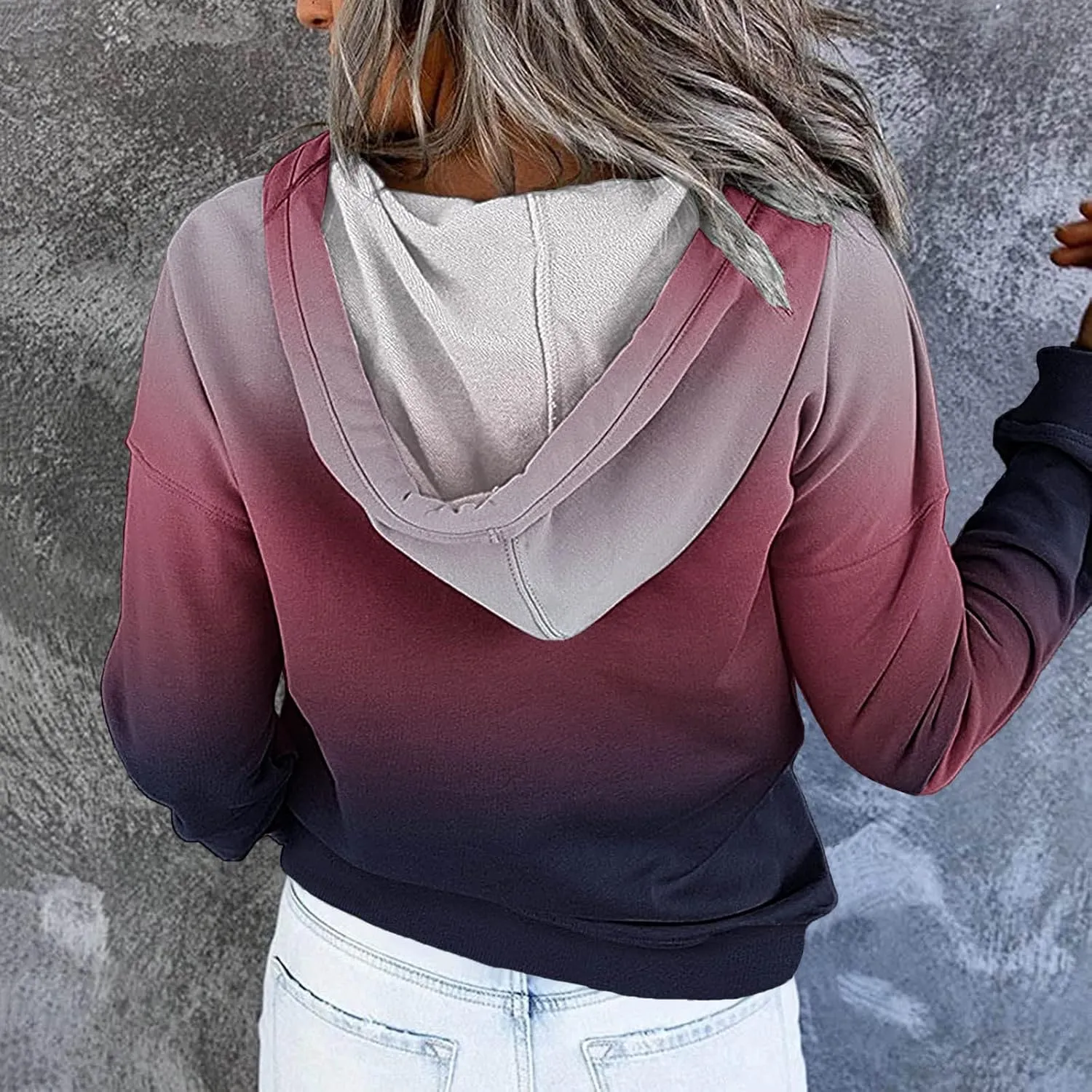 Muyise Womens 2023 Hooded Button Collar Drawstring Hoodies Pullover Sweatshirts Casual Long Sleeve Tops Shirts with Pocket