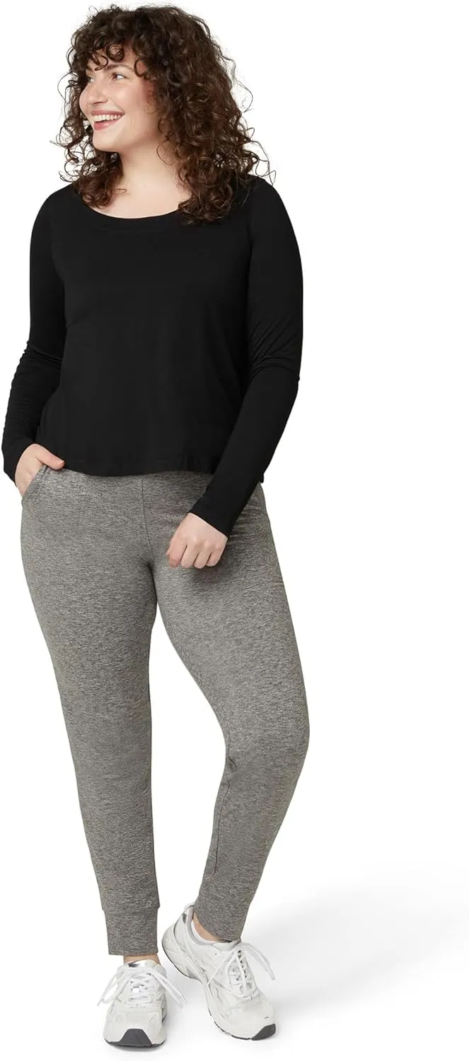 No Nonsense Women's Athletic Jogger with 4-Way Stretch, Pockets, High-Waisted Lounge Pants for Yoga, Running, Workout