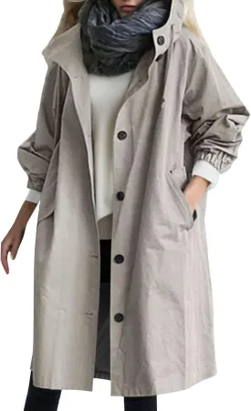 Plus Size Winter Coats for Women Trendy Winter Windproof Hooded Trench Coat Casual Long Windbreaker Jacket Outwear