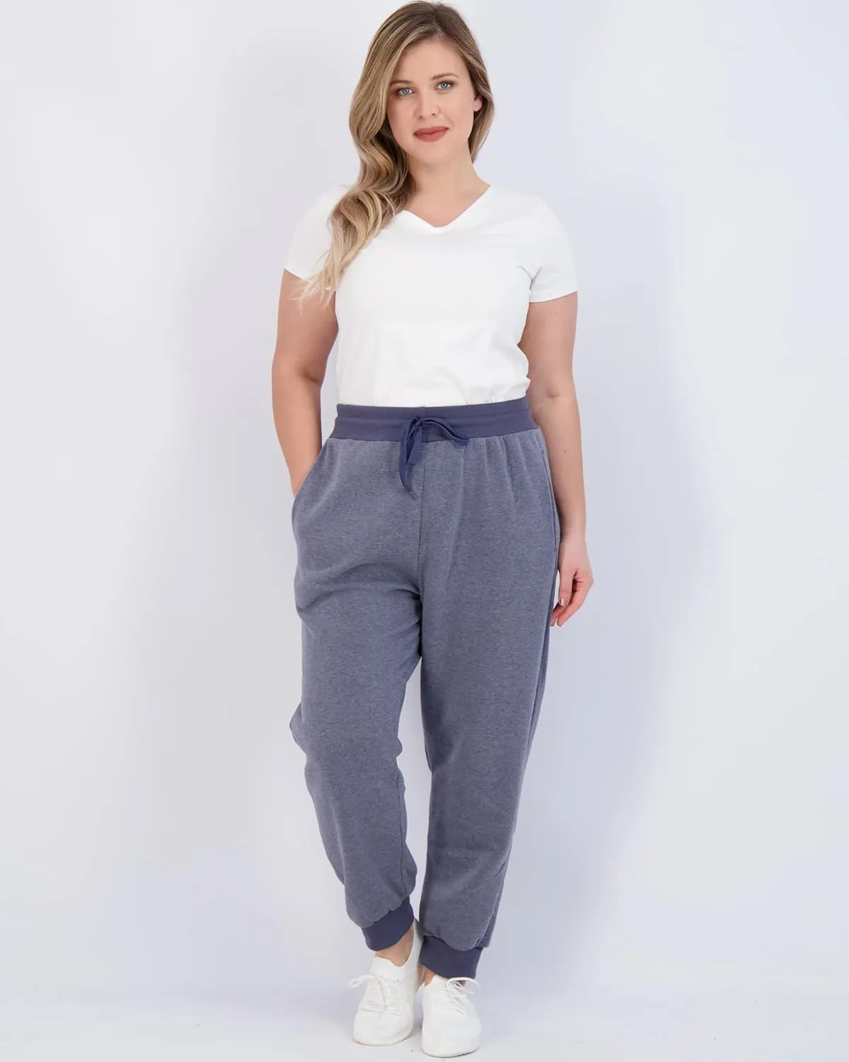 Real Essentials 3 Pack: Women's Ultra-Soft & Warm Fleece Joggers Sweatpants with Pocket (Available in Plus Size)