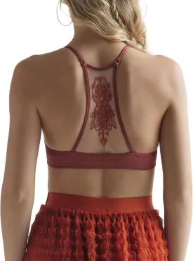 Seamless Lace Racerback Ribbed Knit Bralette Tank Top