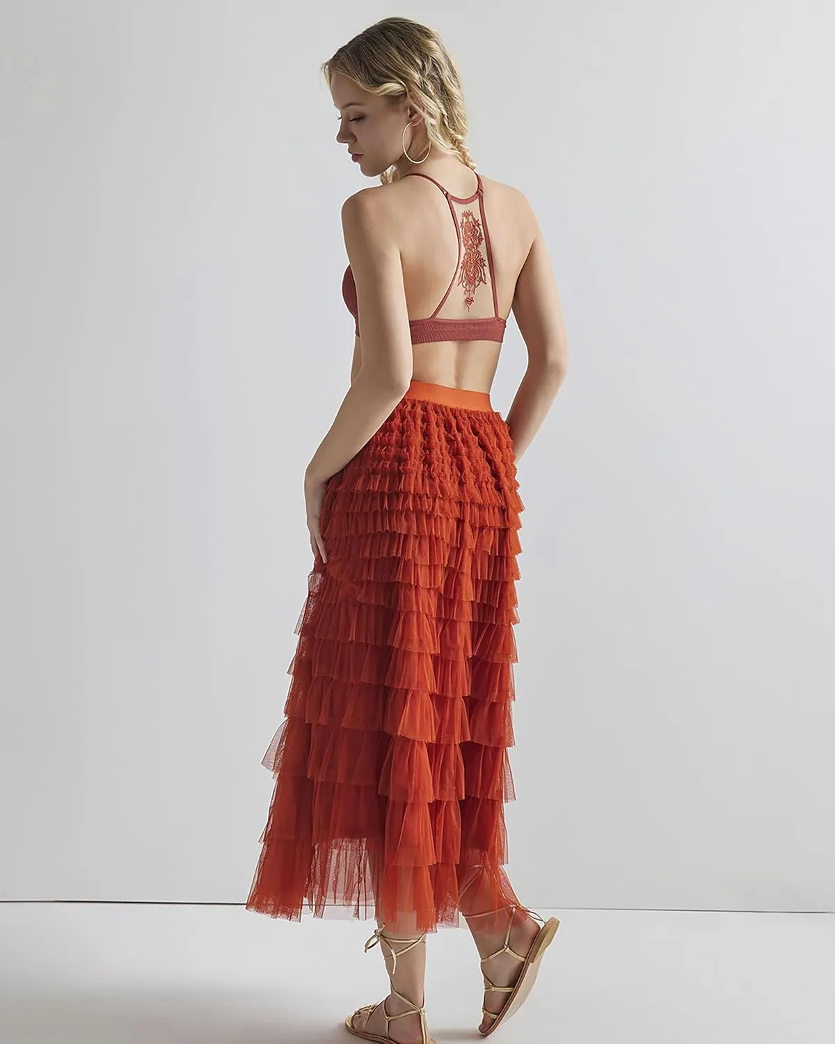 Seamless Lace Racerback Ribbed Knit Bralette Tank Top