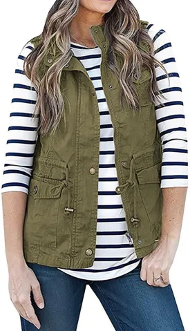 SENSERISE Womens Utility Vest Lightweight Military Vests Outerwear Sleeveless Jacket Anorak Coat with Pockets