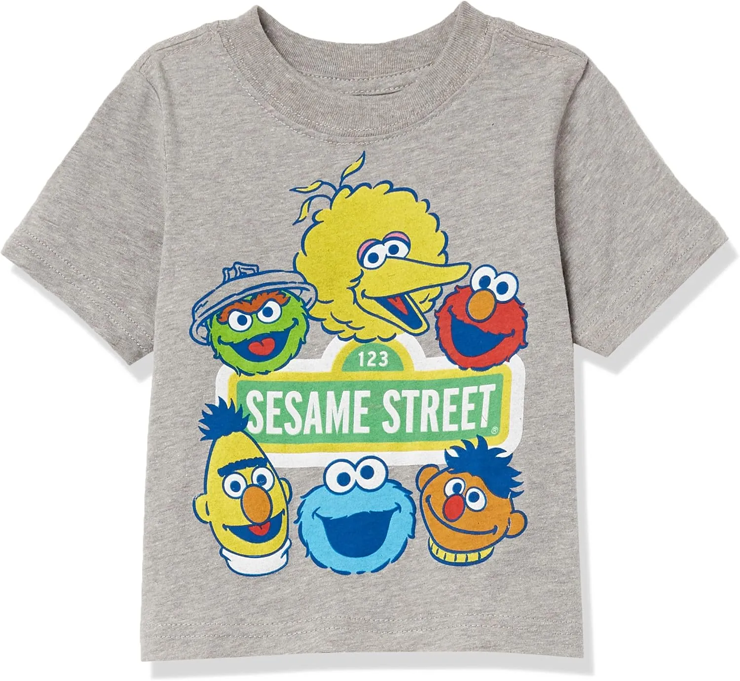 Sesame Street Boys' Elmo Cookie Monster Big Bird, Oscar The Grouch Short Sleeve Tee