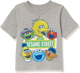 Sesame Street Boys' Elmo Cookie Monster Big Bird, Oscar The Grouch Short Sleeve Tee