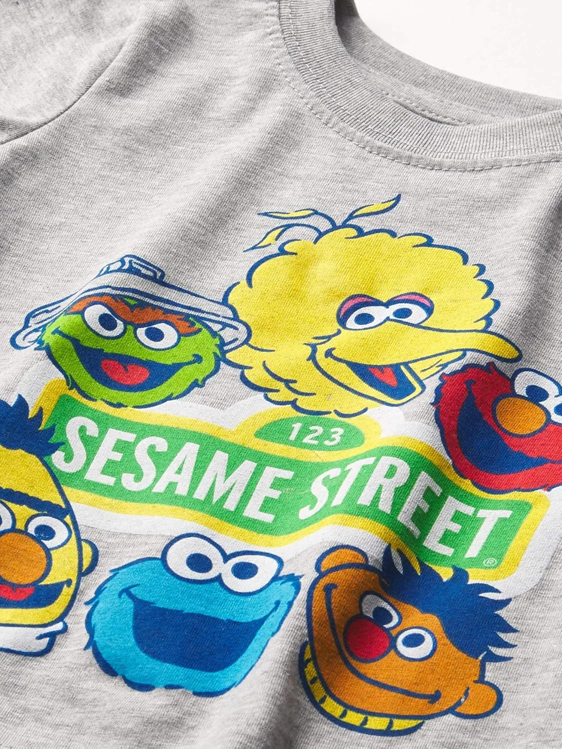Sesame Street Boys' Elmo Cookie Monster Big Bird, Oscar The Grouch Short Sleeve Tee