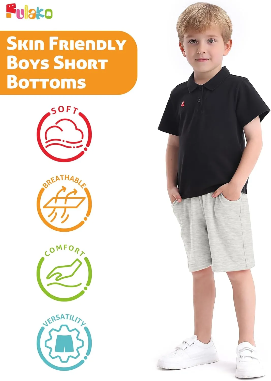 Toddler Boy Shorts 4Pack Athletic Shorts Baby Boys Casual Jogger Active Elastic Waistband Quick Dry Knit Shorts
