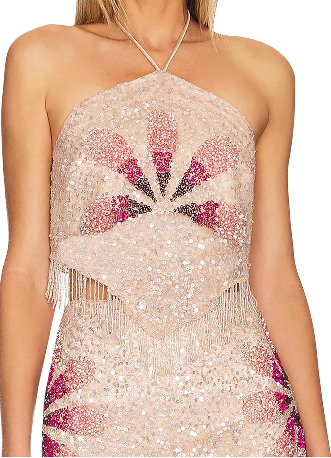 Women Sequin Halter Cami Top Sleeveless Beaded Rhinestone Sparkly Tanks Y2k Shiny Glitter Backless Party Crop Tops