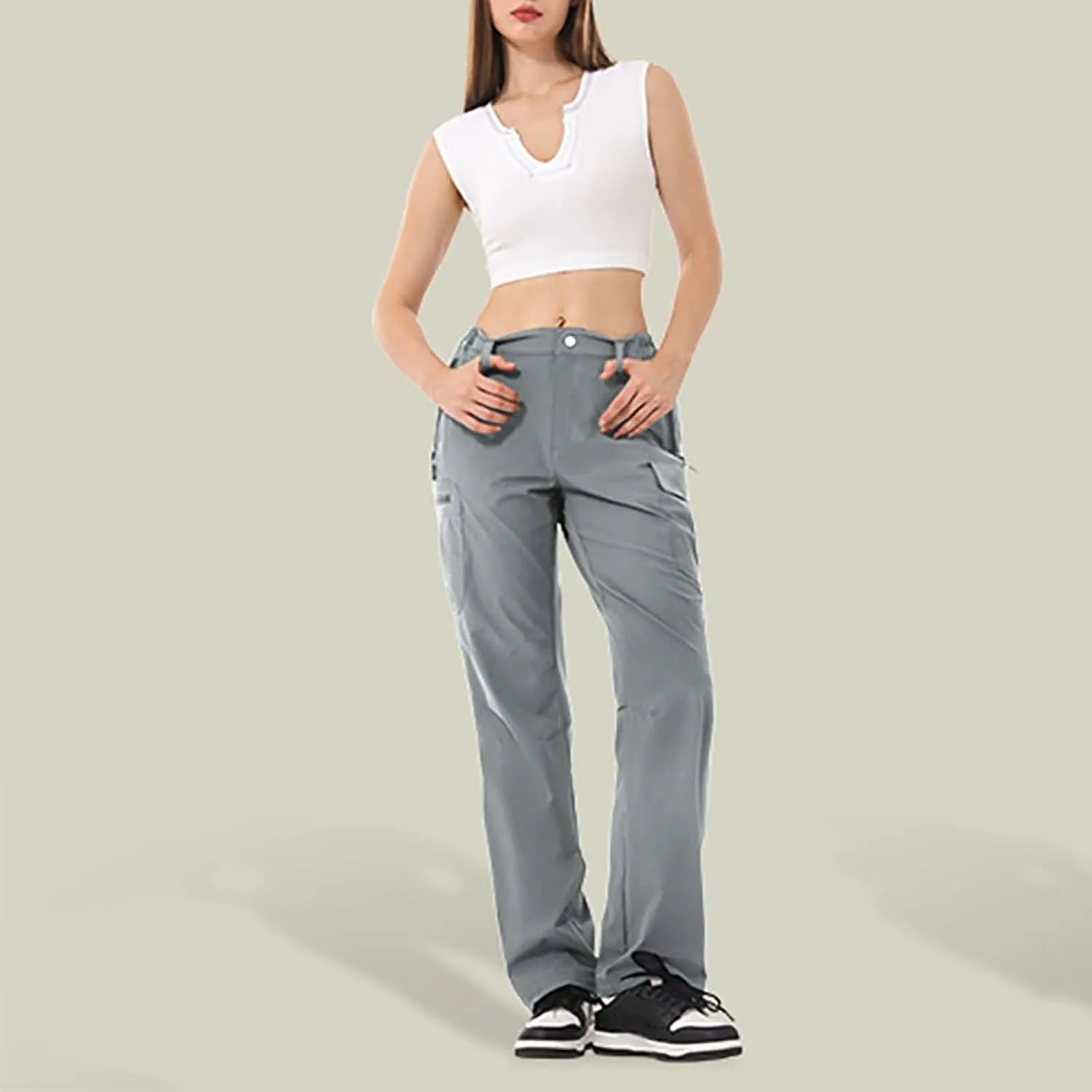Women's-Hiking-Pants-Cargo-Quick-Dry-Stretch-Lightweight Work Outdoor Pants with 5 Deep Pockets