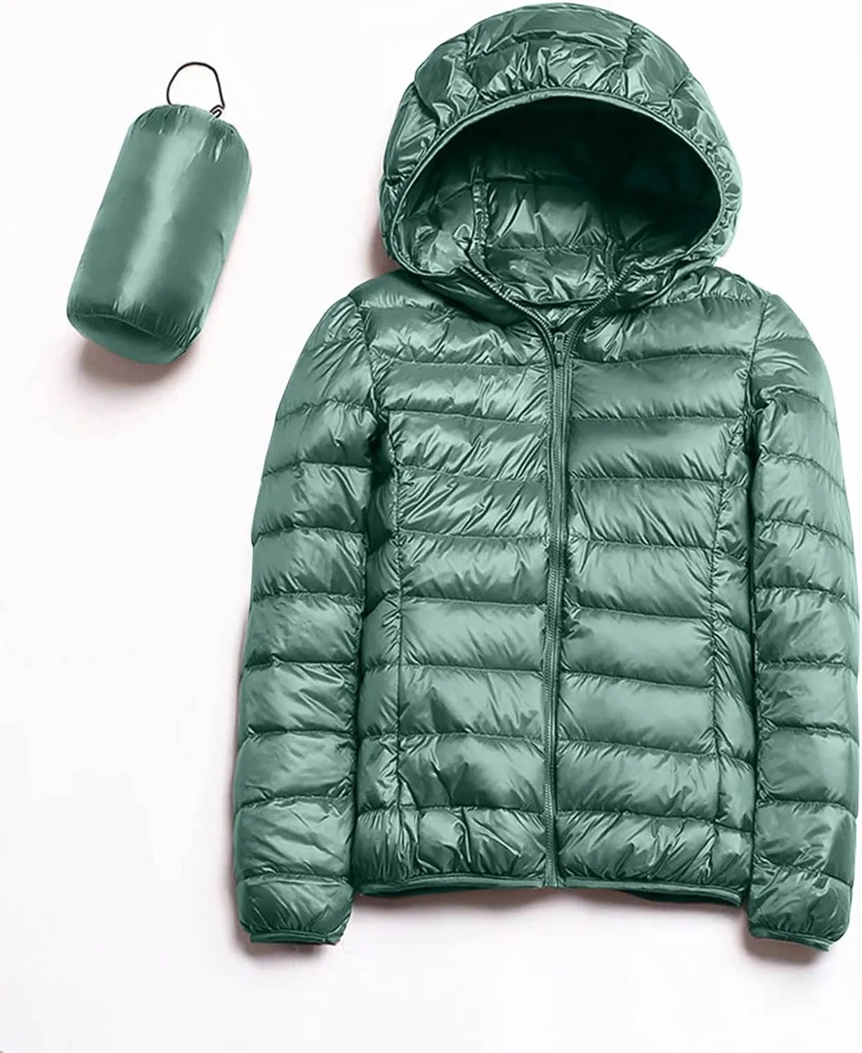 Women's Hooded Packable Puffer Jackets Winter Lightweight Warm Down Coats Trendy Slim Fit Windproof Duck Down Outwear