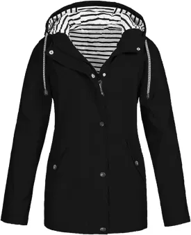 Womens Rain Jacket with Hood Raincoat Windbreaker Waterproof Long Hooded Trench Coats Spring Jackets for Women
